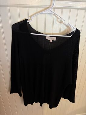 Philosophy Black V-Neck Sheer Lightweight Sweater